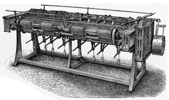 Framed Print : Textile industry stretching machine Framed Print : Textile industry stretching machine