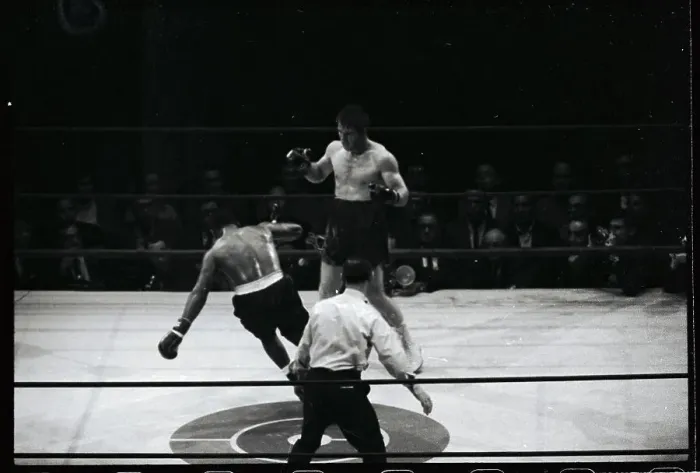 Framed Print : Thad Spencer Going Down in Boxing Match Framed Print : Thad Spencer Going Down in Boxing Match