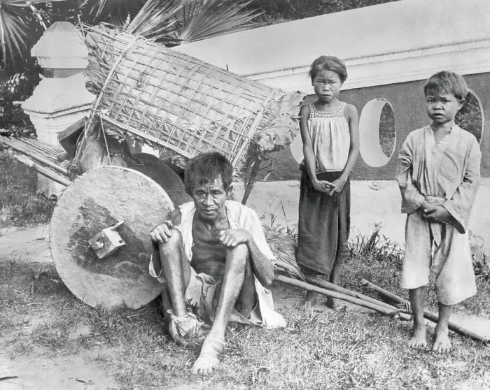 Framed Print : Thai Leper and His Children