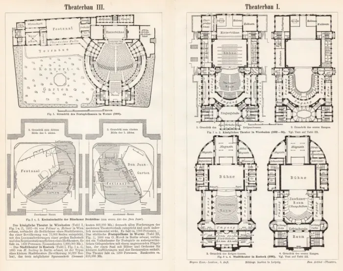 Framed Print : Theater building engraving 1895