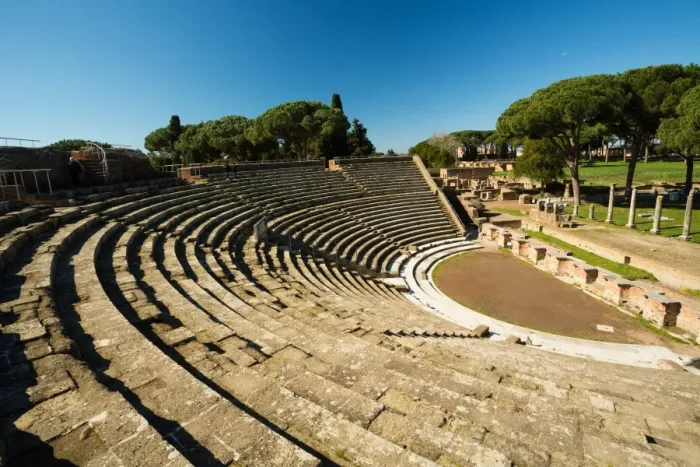 Framed Print : The theatre in the Ancient Roman harbour city of Ostia Antica in Rome, Italy Framed Print : The theatre in the Ancient Roman harbour city of Ostia Antica in Rome, Italy