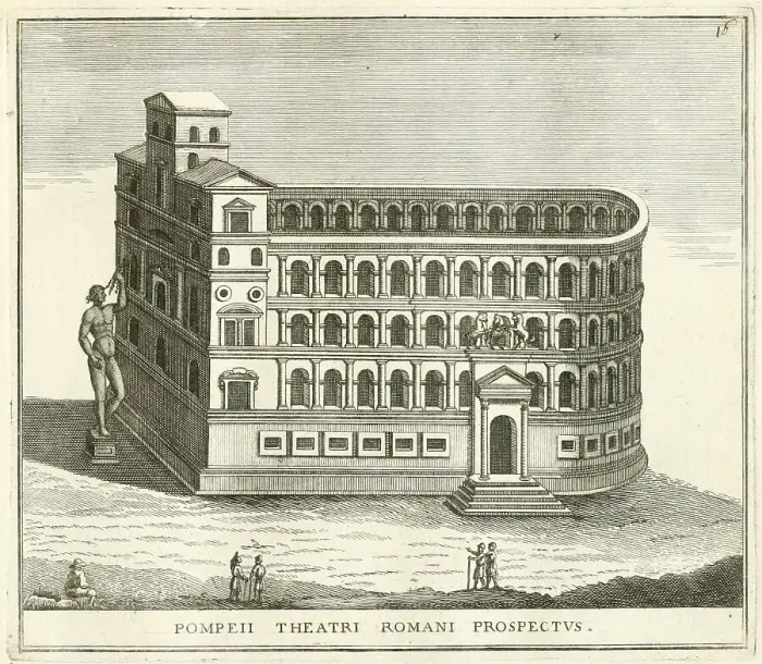 Framed Print : The Theatre of Pompey was the first permanent and stone-built theatre building in ancient Rome, historical Rome, Italy, digital reproduction of an original 17th century original, original date not known Framed Print : The Theatre of Pompey was the first permanent and stone-built theatre building in ancient Rome, historical Rome, Italy, digital reproduction of an original 17th century original, original date not known