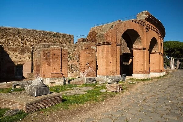 The theatre in the ruins of the Ancient Roman harbour city of Ostia Antica in Rome, Italy