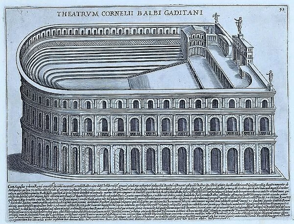 Theatrum Cornelii Balbi Gaditani, historical Rome, Italy, digital reproduction of an original from the 17th century, original date unknown