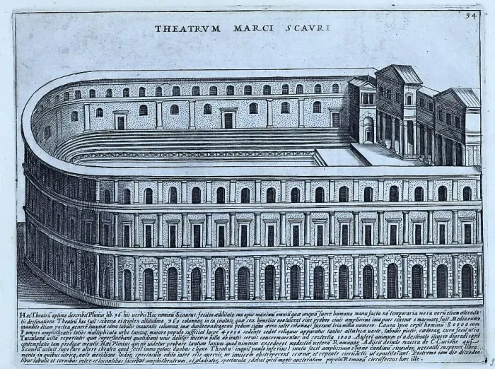 Framed Print : Theatrum Marci Scauri, This theatre was a temporary theatre described by Pliny the Elder in 58 B. C. historical Rome, Italy, digital reproduction of a 17th century original, original date unknown Framed Print : Theatrum Marci Scauri, This theatre was a temporary theatre described by Pliny the Elder in 58 B. C. historical Rome, Italy, digital reproduction of a 17th century original, original date unknown