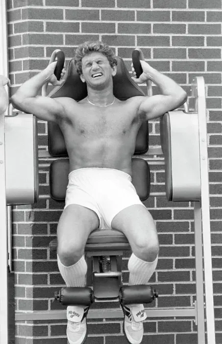 Framed Print : Theismann Full Length Doing Exercise