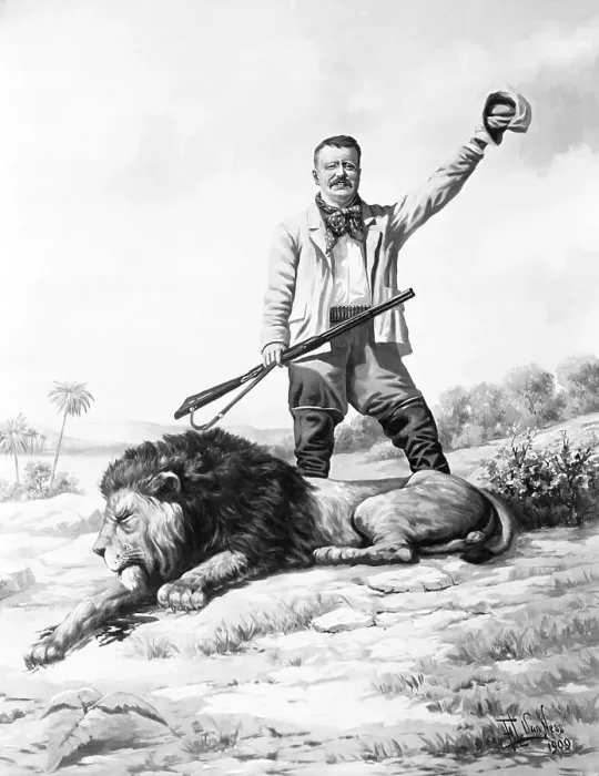 Framed Print : Theodore Roosevelt with His Lion