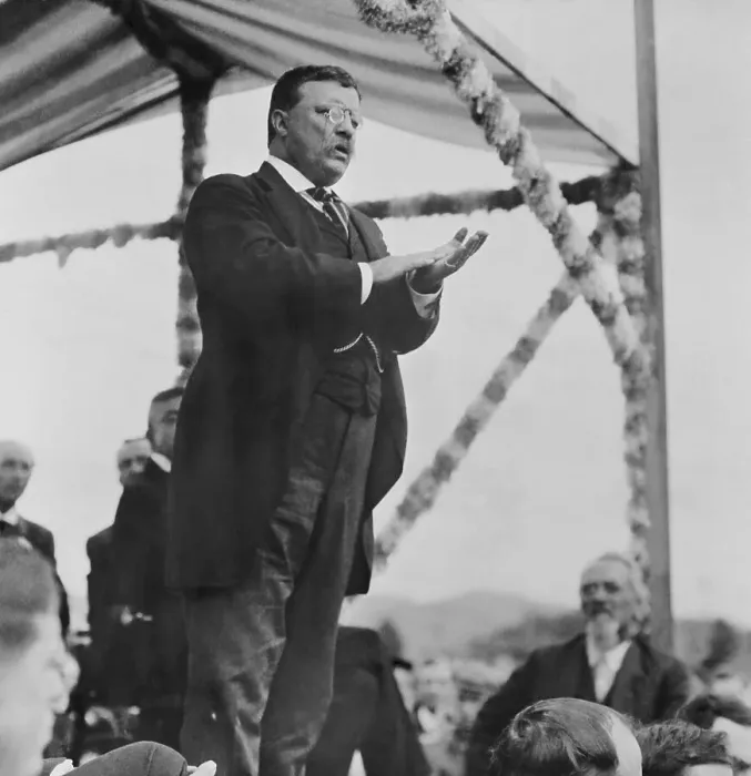 Framed Print : Theodore Roosevelt on Podium