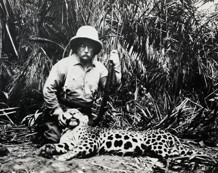 Framed Print : Theodore Roosevelt with Slain Jaguar Framed Print : Theodore Roosevelt with Slain Jaguar