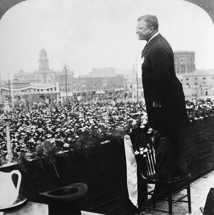 Framed Print : Theodore Roosevelt Standing On Chair Framed Print : Theodore Roosevelt Standing On Chair