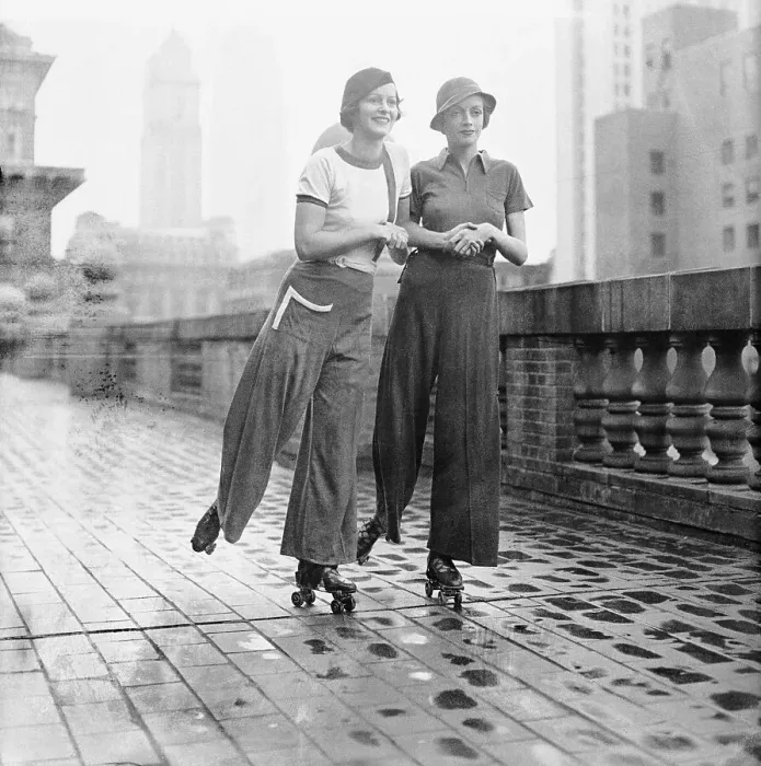 Framed Print : Theresa Townsend and Joan Hamilton Rollerskating
