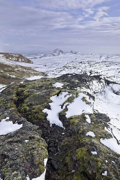 Thermal area of Leirhnjukur, snow-covered, Krafla, Northeastern Region, Iceland