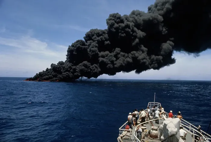 Framed Print : Thick Smoke Caused By Oil Spill Framed Print : Thick Smoke Caused By Oil Spill