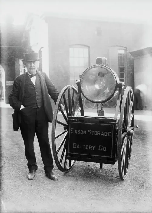 Framed Print : Thomas A. Edison with His Searchlight Framed Print : Thomas A. Edison with His Searchlight