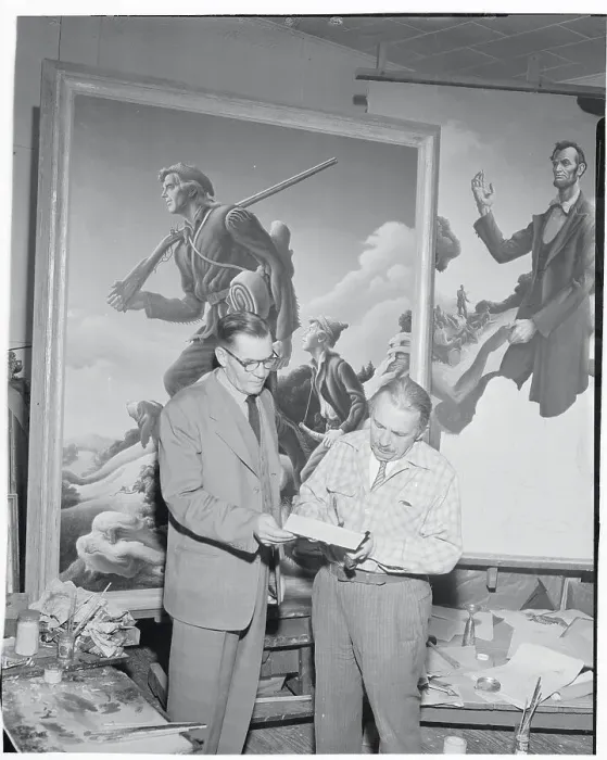 Framed Print : Thomas Benton Signing an Insurance Policy Framed Print : Thomas Benton Signing an Insurance Policy