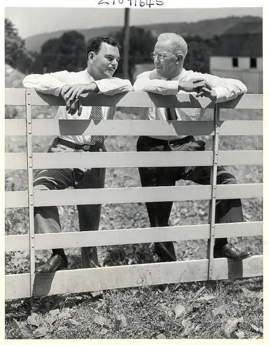Framed Print : Thomas Dewey and Earl Warren on Dairy Farm Framed Print : Thomas Dewey and Earl Warren on Dairy Farm