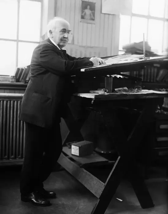 Framed Print : Thomas Edison Drawing Table