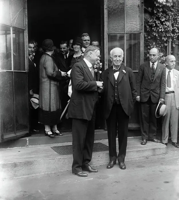 Framed Print : Thomas Edison Greets Herbert Hoover Framed Print : Thomas Edison Greets Herbert Hoover