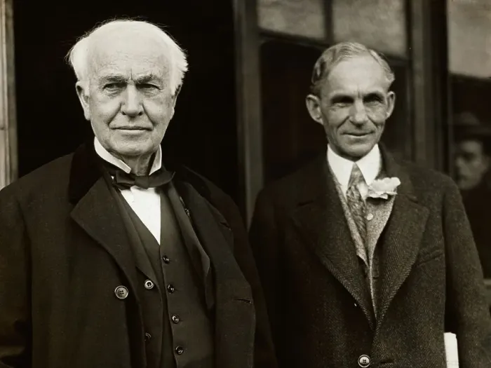 Framed Print : Thomas Edison and Henry Ford Posing Together Framed Print : Thomas Edison and Henry Ford Posing Together