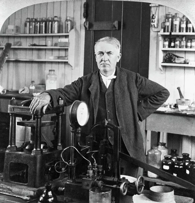 Framed Print : Thomas Edison in his Laboratory Framed Print : Thomas Edison in his Laboratory