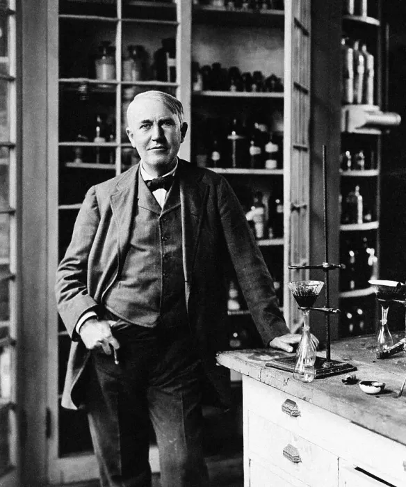 Framed Print : Thomas Edison Standing in Laboratory Framed Print : Thomas Edison Standing in Laboratory