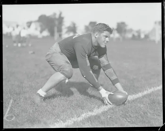Framed Print : Thomas F. Gilbane in Passing Position on Practice Field Framed Print : Thomas F. Gilbane in Passing Position on Practice Field