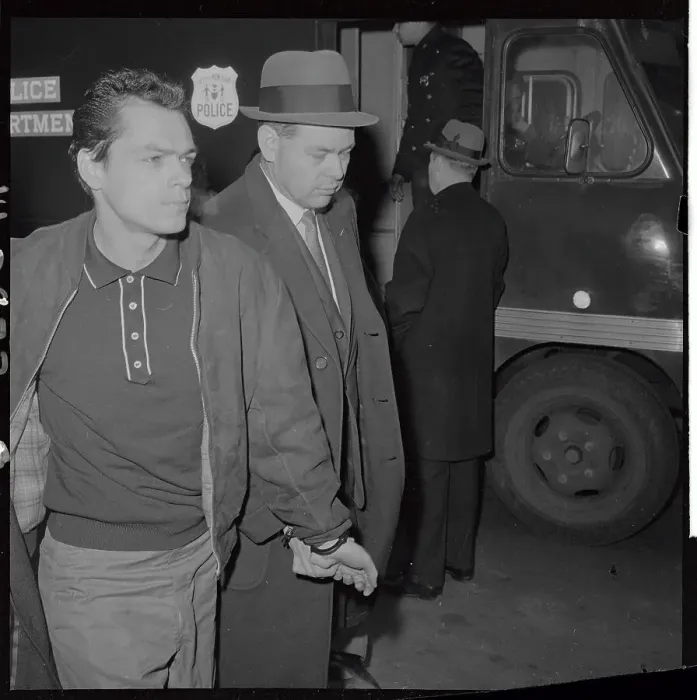 Framed Print : Thomas Gambino Walking Outside New York City Police Station