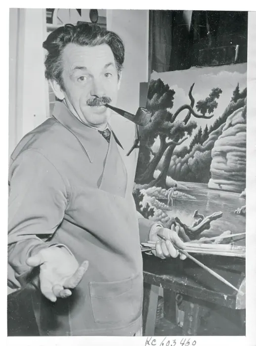 Framed Print : Thomas Hart Benton With Artwork Framed Print : Thomas Hart Benton With Artwork