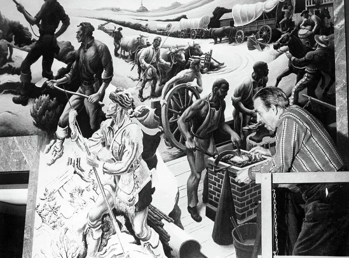 Framed Print : Thomas Hart Benton Works on Mural Framed Print : Thomas Hart Benton Works on Mural