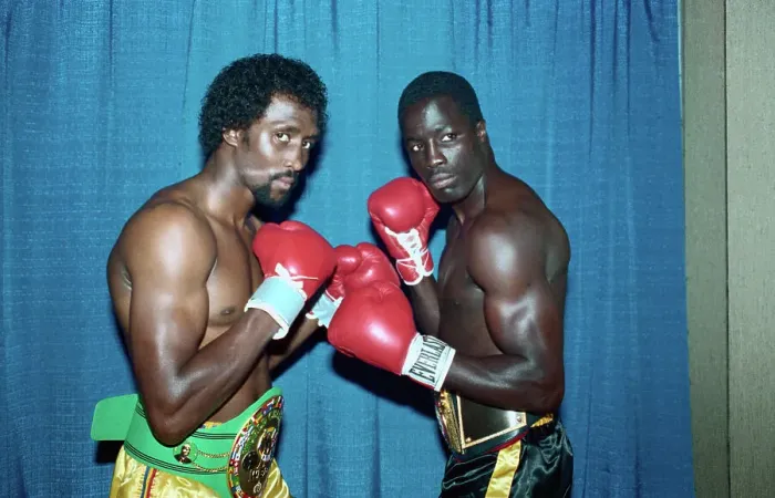 Framed Print : Thomas Hearns and James Shuler in Boxing Pose