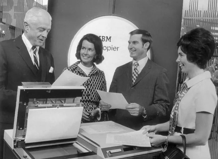 Framed Print : Thomas J. Watson, Jr. Demonstrates IBM Copier Framed Print : Thomas J. Watson, Jr. Demonstrates IBM Copier