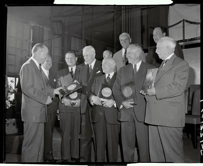 Framed Print : Thomas J. Watson Sr. Standing with Others Framed Print : Thomas J. Watson Sr. Standing with Others