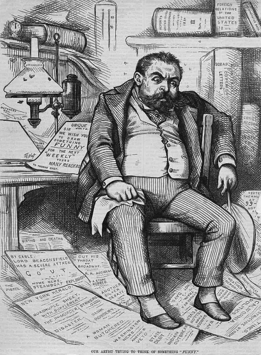 Framed Print : Thomas Nast Trying To Come Up W / Cartoon Framed Print : Thomas Nast Trying To Come Up W / Cartoon