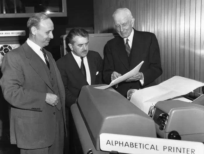 Framed Print : Thomas Watson and Doctors Using IBM Computer Framed Print : Thomas Watson and Doctors Using IBM Computer