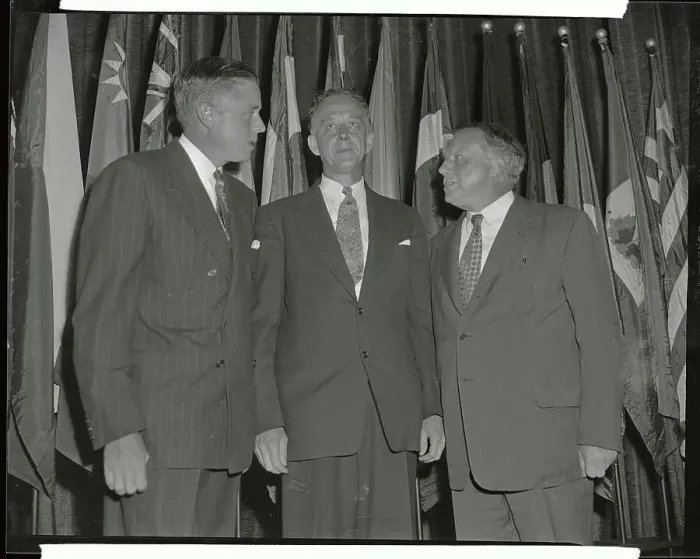 Framed Print : Thomas Watson with Philip Jessup and Alark Eichelberger Framed Print : Thomas Watson with Philip Jessup and Alark Eichelberger