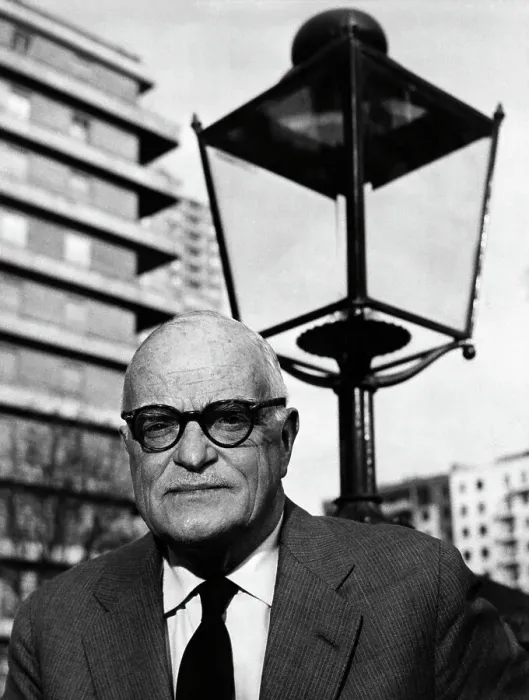 Framed Print : Thorton Wilder In Milan By Lamp Post Framed Print : Thorton Wilder In Milan By Lamp Post