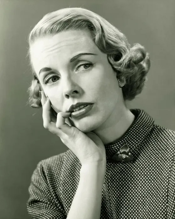 Framed Print : Thoughtful woman posing in studio, (B&W), portrait Framed Print : Thoughtful woman posing in studio, (B&W), portrait
