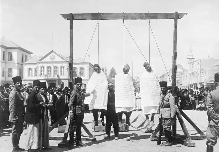 Framed Print : Thre Bandits Hanged in Damascus 1925 Framed Print : Thre Bandits Hanged in Damascus 1925