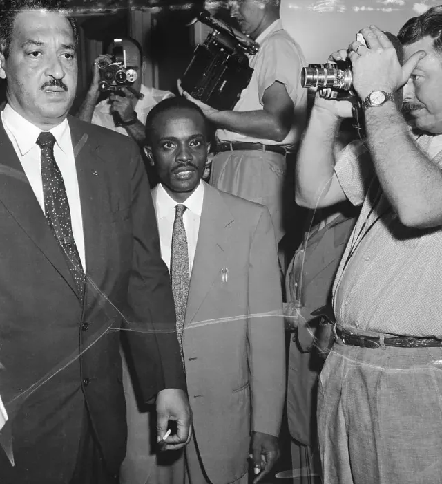 Framed Print : Thurgood Marshall Among Photographers Framed Print : Thurgood Marshall Among Photographers