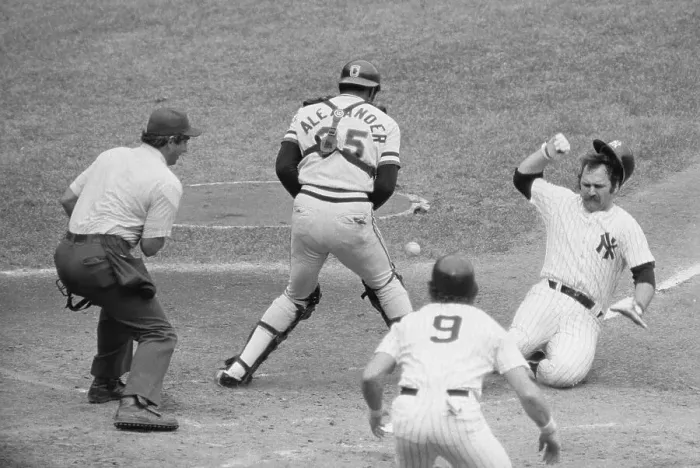 Framed Print : Thurman Munson Sliding into Home Plate Framed Print : Thurman Munson Sliding into Home Plate