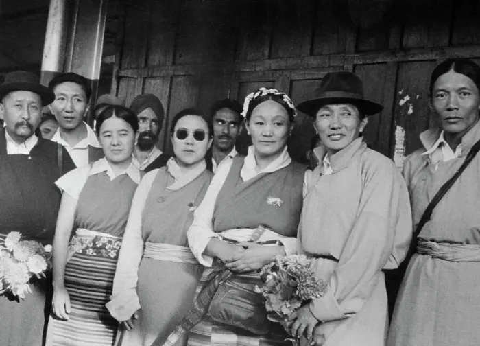 Framed Print : Tibetan Delegation Waiting at Railway Station Framed Print : Tibetan Delegation Waiting at Railway Station