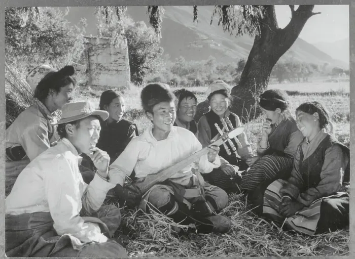 Framed Print : Tibetan Farmer Playing Musical Instrument for Others Framed Print : Tibetan Farmer Playing Musical Instrument for Others