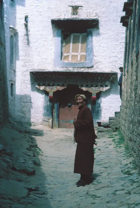 Framed Print : Tibetan Man Posing in Narrow Alleyway Framed Print : Tibetan Man Posing in Narrow Alleyway