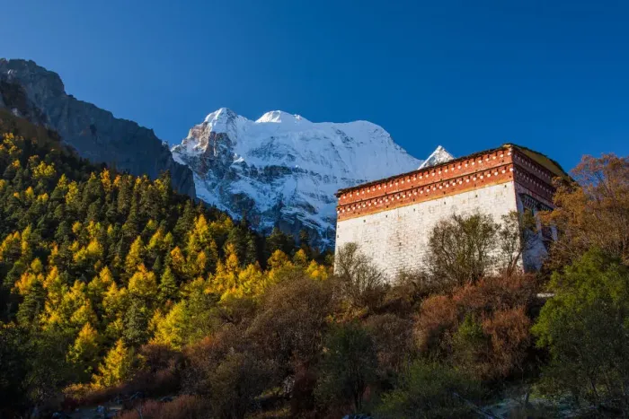 Framed Print : The Tibetan Monastery in Yading Nature Reserver