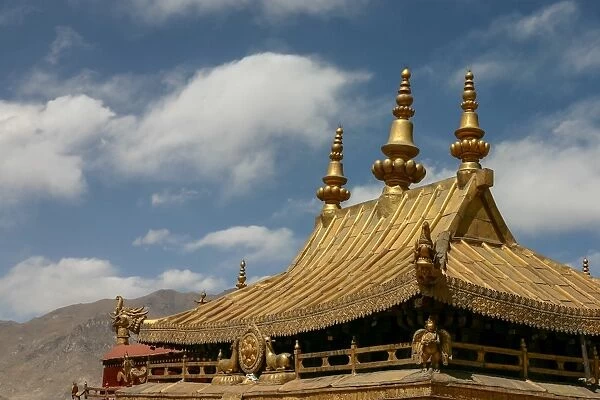 Tibetan Temple. The golden roof of the Jokhang temple in Lhasa