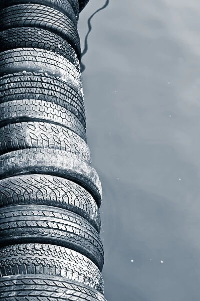 Tied Up. Stack of tyres