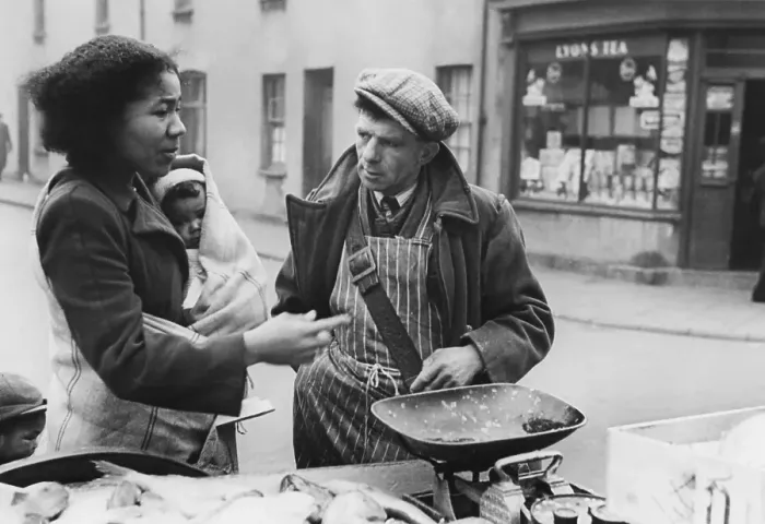 Framed Print : Tiger Bay. The multicultural community of Butetown or Tiger Bay in Cardiff, Wales, 1950 Framed Print : Tiger Bay. The multicultural community of Butetown or Tiger Bay in Cardiff, Wales, 1950