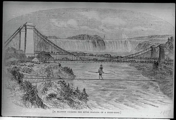Framed Print : Tight Rope Walking Over Niagara Framed Print : Tight Rope Walking Over Niagara
