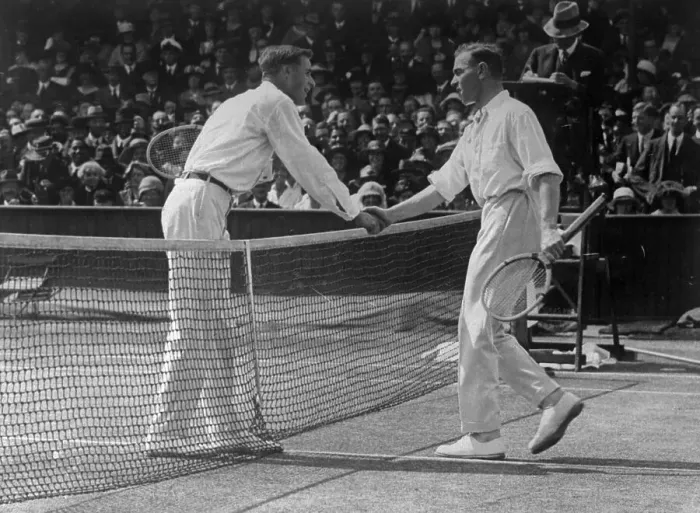Framed Print : Bill Tilden Shaking Hands with Gerald Patterson Framed Print : Bill Tilden Shaking Hands with Gerald Patterson