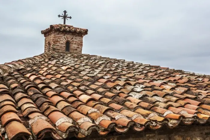Framed Print : Tiles and cross on roof of Monastery Varlaam Framed Print : Tiles and cross on roof of Monastery Varlaam